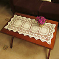 Country Style Handmade Beige Cotton 3D Flower Table Runner