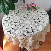 Country Style Handmade Cotton Square 3D Flower Table Cloth