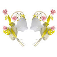 Country Style Wall Light with 2 Lights In White Floral Shade