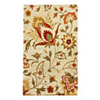 Country Wool Tufted Area Rug With Botanical Pattern 5