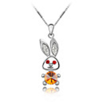 Crystal Big ears rabbit Necklace