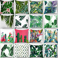 Cushion Cover 1PC Soft Decorative Square Throw Pillow Cover Cushion Case Faux Linen Pillowcase for Sofa Bedroom Superior Quality Mashine Washable Pack of 1 for Sofa Couch Bed Chair Green Lightinthebox