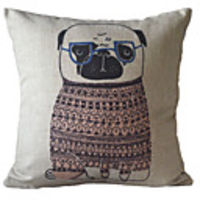 Cute Cartoon Banding Dog Pattern Decoration Pillow With Insert