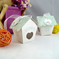 Cute House Cake Box with Ribbon (Set of 20)