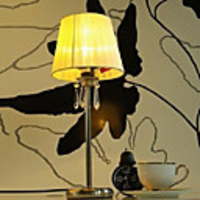 Dainty Crystal Table Lamp With Fabric Lampshade