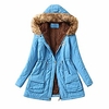 deatu womens winter hooded jacket coats cotton warm parkas casual trendy jackets zipper trench coats with faux fur hood (sky blue, medium) Lightinthebox