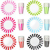 Disposable Paper Tableware Stripe CupsPaper Plates for Party (More Colors, 12 Cups and 12 Plates Per Pack)