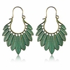 d.rosse handmade boho vintage green bronze hollow lightweight statement leaf hoop earrings with detailed texture tribal ethnic drop dangle earring for women (green) Lightinthebox