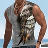 Eagle Sleeveless Mens 3D Shirt For Beach Grey Summer Cotton Men