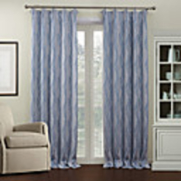 Elegant Blue Wave Lined Blackout Curtain Panel