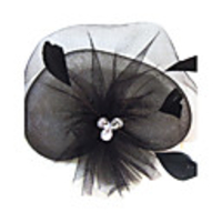 Elegant Net With Feather/Rhinestone Women