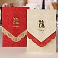 Elegant Wedding Invitation With Laser-cut Floral Border - Set of 50 (More Colors)