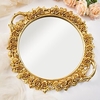European Retro Carved Rose Creative Mirror Round Tray Fruit Tray Dessert Table Decoration Dim Sum Tray Storage Tray Hanging Mirror Gifts 1PC Lightinthebox