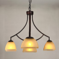 European Style Minimalist 4 Down Light Chandelier With Beige Shade