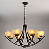 European-Style Minimalist 8 Light Chandelier With Beige Glass Shade