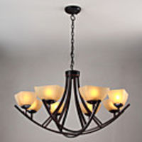 European-Style Minimalist 8 Light Chandelier With Beige Glass Shade