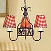 European-Style Modern 3 Light Chandelier With Red Grid Shade