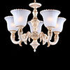 European-Style Retro 5 Light Chandelier In White Shade