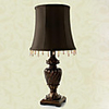 European Style Retro Carved Table Lamp In Fabric Shade