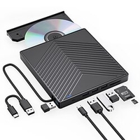External CD DVD Drive 7 in 1 Ultra Slim CD Burner USB 3.0 with 4 USB Ports and 2 TF/SD Card Slots Optical Disk Drive for Laptop Mac PC Windows 11/10/8/7 Linux OS Lightinthebox