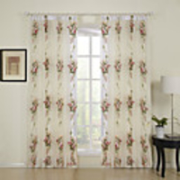Fancy Print Flower Sheer Curtain Panel