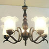 Flower Design Chandelier, 5 Light, Vintage Painting Metal Glass