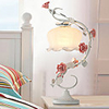 Flower Design Iron Table Lamp Glass Shade