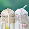 Flower Design Laser Cut Box With Ribbon Bowknot (More Colors)-Set of 12