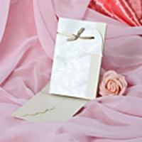 Flower Heart Design Wedding Invitation With Ribbon- Set of 50