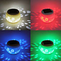 Flower Pattern Hollowed-Out LED RGB Solar Powered Garden Light -Solar Table Light- Solar Small Night Light In Jar Design