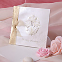 Flower Ribbon Wedding Invitation - Set of 50