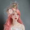 French Wedding Flowers All-match Flat-top Mesh Top Hat Bride Photo Studio Photo Retro British Hat Female Lightinthebox