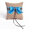 Fresh Linen with Blue Ribbon Wedding Ring Pillow