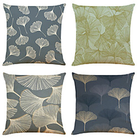 Ginkgo Double Side Cushion Cover 4PC Soft Decorative Square Throw Pillow Cover Cushion Case Pillowcase for Bedroom Livingroom Superior Quality Machine Washable Outdoor Indoor Cushion for Sofa Couch Bed Chair Lightinthebox