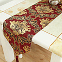 Gold Embroidery Brocade Red Table Runner