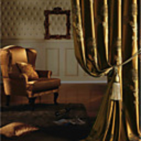 Gold Floral Jacquard Energy Saving Curtain Panel