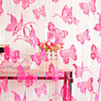 Graceful Classic Rose Butterflies Pattern Curtain Line (39"W 78"L)