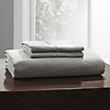 Grey Handcraft Embroidery 100% Linen Flat Sheet