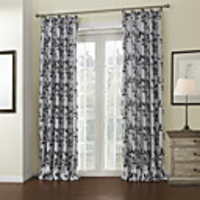 Grey Leaves Lined Blackout Curtain Panel