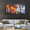 Handmade Oil Painting Canvas Wall Art Decoration Street Landscape Night View for Home Decor Rolled Frameless Unstretched Painting Lightinthebox