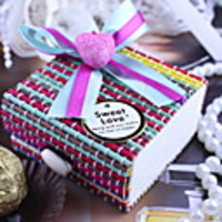 Heart Design Wooden Candy Box With Ribbon Bowknot-Set Of 50