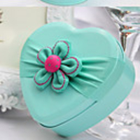 Heart Shaped Tinplate Favor Tins With Sunflower-Set of 6