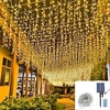 Icicle String Lights Christmas Lights Outdoor Decorations 3x0.8m Solar LED Garland Curtain Light Outdoor Indoor 8 Modes With Remote For Party Wedding Lightinthebox