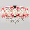Idyllic Modern Crystal 5 Light Pendant Decorated with Pink Flower
