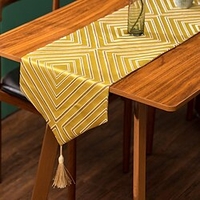 Jacquard Table Flag Satin Large Back Word Pattern Tea Mat Modern Simple Style Jacquard Two-color Ribbon Tassel Table Flag Tea Mat Lightinthebox