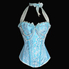 Jacquard Zipper Corset Shapewear With Pearl Chain