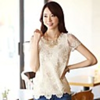 Korean Round Collar Short Sleeved Chiffon Shirt