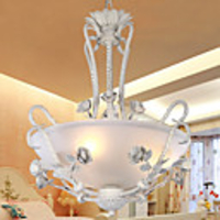 Korean Style Pastorale 3 Light Chandelier With Flower Decoration