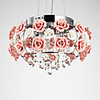 Korean Style Rustic 5 Light Pendant Decorate With Rose And Crystal