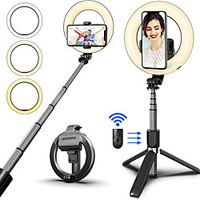 L07 Wireless Bluetooth Selfie Stick Foldable Handheld Remote Shutter Tripod With 6inch LED Ring Photography Light For Android IOS Lightinthebox